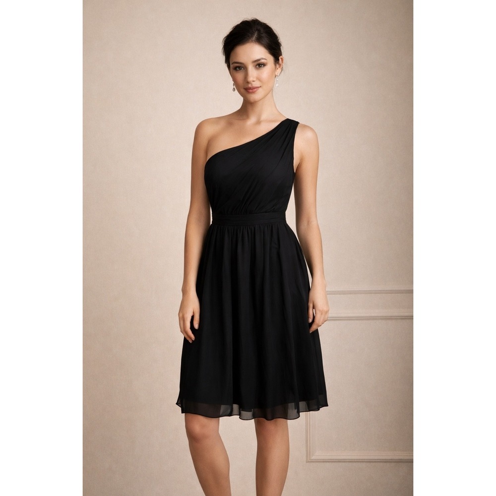 J. Crew Silk Black‎ One Shoulder Mini Cocktail Dress LBD- 10